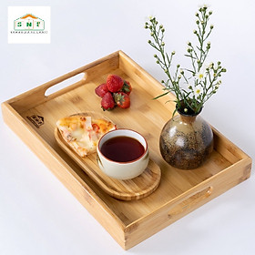 Mua Khay trà bằng gỗ tre tự nhiên cao cấp  khay gỗ tre đựng trà đạo  đựng thức ăn có quai cầm bằng chất lượng cao - Hàng xuất khẩu sản xuất tại Việt Nam