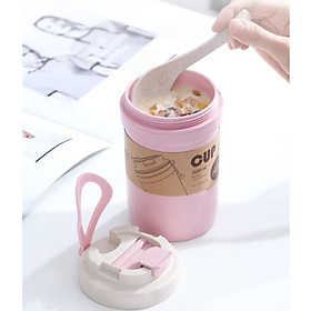 Ly Giữ Nhiệt Lúa Mạch Và Chống Tràn Kèm Muỗng Đựng Súp, Canh Tiện Ích 500ML