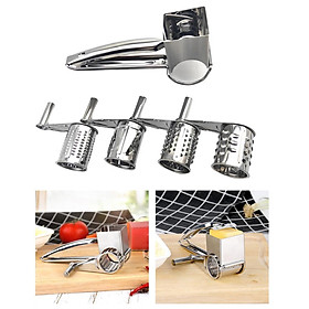 Rotary Cheese Grater for Kitchen, Stainless Steel Cheese Shredder with 4 Drums, Easy to Clean Manual Rotary Grater for Parmesan, Chocolate and More