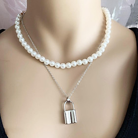Vòng cổ ngọc trai mix ổ khoá năng động thời trang ấn tượng