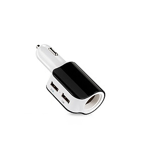 Tẩu sạc nhanh 3in1 thông minh cắm USB thông minh cao cấp A68 (tặng gương cầu lồi mini gắn gương chiếu hậu ô tô)