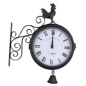 Garden Wall Clock Station Ornament Thermometer Double Sided Bracket Swivels