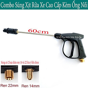 Mua Súng rửa xe - súng xịt rửa xe áp lực cao kèm ống nối dài súng 38cm - Béc xịt rửa xe mỏ vịt kiểu gài lắp được bình bọt tuyết 0 5L