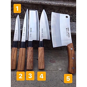 Bộ dao làm bếp Nhật gồm 5 cây cán gỗ, đầy đủ chức năng trong 1 bộ, rất phù hợp trong mỗi gia đình