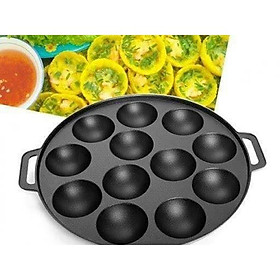 Mua Khuôn bánh khọt chống dính khuôn đổ bánh khọt 12 lỗ chảo bánh khọt có nắp
