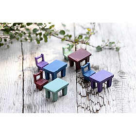 Mua KHO-HN * Mô hình bộ bàn ghế học sinh dùng trang trí tiểu cảnh  terrarium  DIY