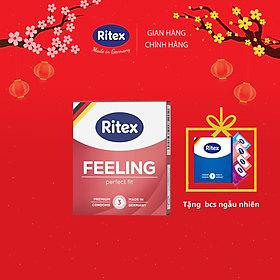 Bao cao su Ritex Feeling, siêu mỏng ôm sát, hộp 3 chiếc