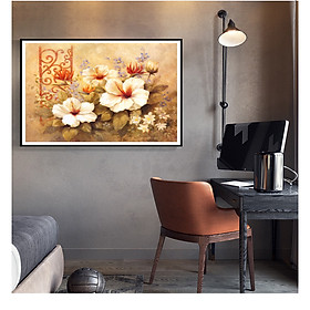 Tranh Canvas Sơn dầu Hoa Cúc tần cao cấp. , Khung hợp nhôm chống ẩm, bền, đẹp, nhiều kích thước. Phù hợp nhiều không gian sang trọng