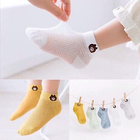 1 đôi tất lưới thông hơi hình gấu cho bé size S