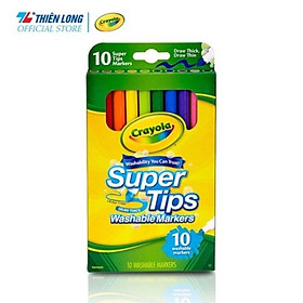 Bộ 10 màu bút lông nét mảnh - nét đậm có thể rửa được Crayola Supertips Washable Marker