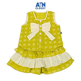 Bộ quần áo Ngắn bé gái hoạ tiết Nơ Xanh Lá Cotton - AICDBGW66FU5 - AIN Closet