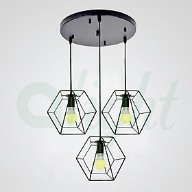 Mua Bộ 3 đèn thả trần + KÈM BÓNG 4W  đèn chùm trang trí Decor hình lục giác  thiết kế đơn giản phù hợp với mọi không gian