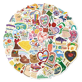 Sticker GẤU TRANH SÁP DẦU hoạt hình cute trang trí mũ bảo hiểm,guitar,ukulele,điện thoại,sổ tay,laptop
