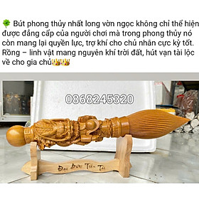 Mua Bút phong thủy khắc nhất long vờn ngọc bằng bách xanh  kt 60×10×10cm