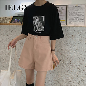 Quần Short Denim Nữ Dáng Chữ A Lưng Cao Thời Trang