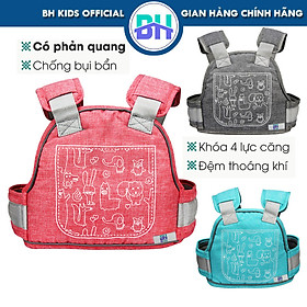 Đai đi xe máy BH Kids an toàn cho bé (từ 1 đến 10 tuổi), chống bụi bẩn, thoáng khí, chắc chắn, phát sáng ban đêm - Ghi