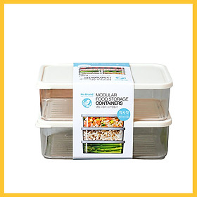 Bộ 2 Hộp Đựng Thực Phẩm Cao Cấp No Brand - Loại 420ml, 920ml và 1.9L