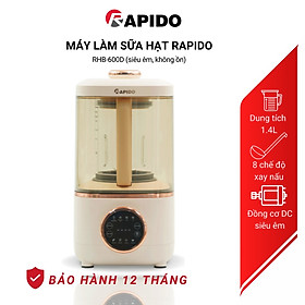Mua Máy làm sữa hạt 1.4L Rapido RHB-600D 500W xay nấu nhanh  cách âm hiệu quả  8 chức năng nấu tự động - Hàng chính hãng