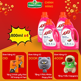 Combo 4 Chai Nước tẩy quần áo màu đánh bay vết bẩn AXO 800ml đa dạng mùi hương
