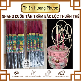 Nhang trầm Bắc cuốn tàn Lộc Thuấn 40cm gói 10 thẻ 240 cây mùi thơm êm dịu,ít khói