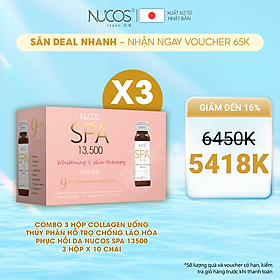 Combo 3 Hộp Collagen uống thủy phân hỗ trợ chống lão hóa phục hồi da Nucos Spa 13500​ 10 chai x 50ml