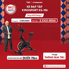 Xe đạp tập KINGSPORT KS-106 khung,  khung sườn chắc chắn, tích hợp đồng hồ đo lường chỉ số, cân nặng phù hợp từ dưới 70kg
