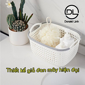 Mua Rổ Nhựa Giả Đan Mây Có Quai Cầm Cỡ Nhỏ