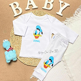 (4-9kg) Bộ Quần Áo Tay Dài Chồm Vai Cotton Thoáng Mát, Thấm Hút Mồ Hôi Cho Bé Trai/ Bé Gái - Bibo KT - Vịt Donal