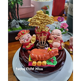 Mua Combo Thần Tài Thổ Địa 299K (gồm 2 tượng 4cm + cây tiền + lư + heo bánh bao bột đá + đế 10cm) tặng kèm 10 nhang