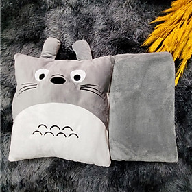 Bộ Mền Gối Ngủ Totoro Vuông Cao Cấp - Tặng Kèm Cây Massage Đầu - Hàng Loại 1 Nỉ Nhung siêu mịn (2 Lớp Lông) - Quà Tặng Ý Nghĩa Chăn Gối Văn Phòng Tiện Lợi