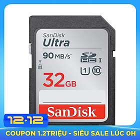 Thẻ Nhớ SDHC SanDisk Ultra 32GB UHS-I 90MB/s - Hàng Nhập Khẩu