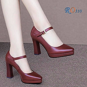 Giày sandal gót trụ da thật cao cấp ROSATA RO310 cao 8.5p mũi nhọn - BKSTORE