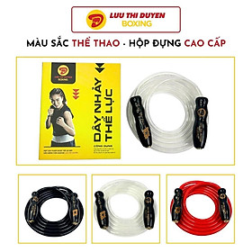 Dây Nhảy Thể Lực Tự Hào Việt Nam - Lừu Thị Duyên Boxing - Bản Đặc Biệt - Cán Sơn Đen - Nặng 450g, Dài 3m