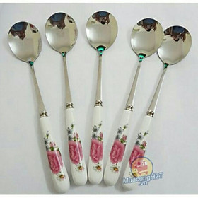 Mua thìa cán sứ hoa LOẠI TO 20 CM