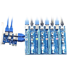 PCI-E X1 to PCI-E X16 Adapter Card PCI-E Converter Card Expansion Card with 4 USB3.0 Ports Desktop Computer Expansion