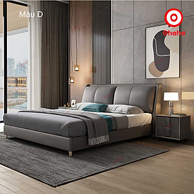Giường ngủ bọc da cỡ lớn kết hợp gỗ cao cấp chống ẩm TẶNG kèm 2 tab đầu giường - GN024