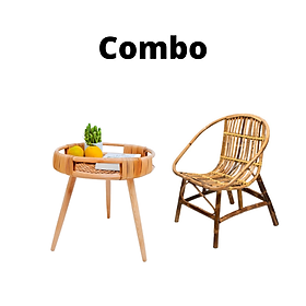 Mua Combo Bộ bàn ghế mây tre HOME MÂY HOME MÂY đan tự nhiên và bàn gỗ xà cừ  phù hợp làm quán Cafe