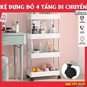 Kệ Đựng Đồ Đa Năng 4 Tầng Có Bánh Xe Đẩy Chuyên Dụng Cho Spa, Phòng Tắm, Bếp Chất Liệu Inox Cao Cấp Tiện Lợi