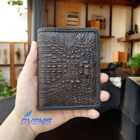 Bóp Nam Da Cá Sấu Nguyên Con 2 Mặt. THIẾT KẾ VÍ DÁNG ĐỨNG SANG TRỌNG - Nâu