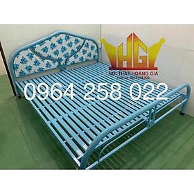 Giường sắt khung tròn- ngang 1m8 dài 2m- freeship HCM