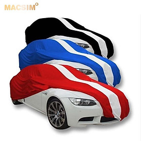 Bạt phủ ô tô sedan cỡ XL nhãn hiệu Macsim sử dụng trong nhà chất liệu vải thun - màu xanh phối trắng