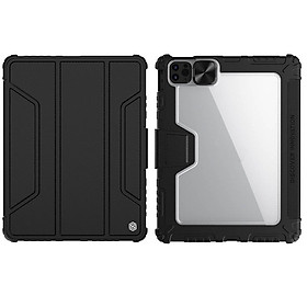Bao da chống sốc cho iPad Air 4 10.9 2020 / iPad Pro 11 inch 2021 M1 / 2020 hiệu Nillkin Bumper Pro có ngăn đựng bút chống va đập, mặt lưng show Logo táo, cơ chế smartsleep, nắp bảo vệ Camera 1.1mm - hàng chính hãng - Đen