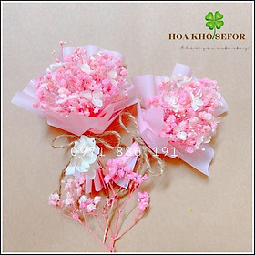 Mua Bó hoa mini màu hồng xinh xắn - bó hoa khô  làm quà tặng