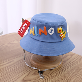 Mũ vành cho bé họa tiết NINO Chất Cotton mềm mịn kiểu dáng hàn quốc , 2 tuổi - 6 tuổi