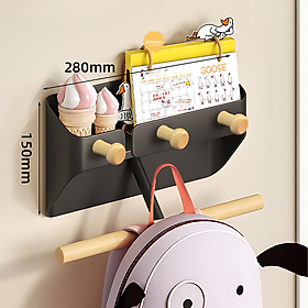 Mua Kệ Treo Tường Thanh Gỗ Dola Home Móc Cặp Sách  Móc Treo Quần áo  Túi Xách  Balo ... Không Khoan Cho Cửa. Kệ Móc Cặp