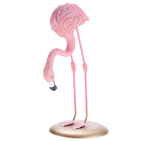 Resin Flamingo Figurine Miniature Sculpture Glass Base Stand Table Ornament