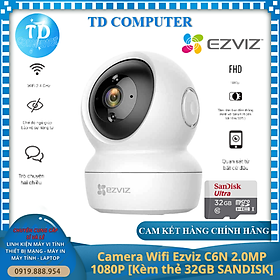 Camera WiFi Ezviz C6N 2.0MP [Kèm thẻ nhớ 32GB] Chuẩn 1080P Đèn hồng ngoại Âm thanh 2 chiều - Hàng chính hãng Anh Ngọc phân phối