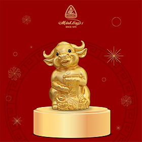 Trâu Hạnh Phúc Trang Trí Vàng 24K Gốm Sứ Minh Long