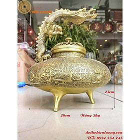 Mua Lư Đốt Trầm Hương Hình Linh Vật Rồng Cầm Ngọc Màu Vàng - Vật phẩm phong thủy
