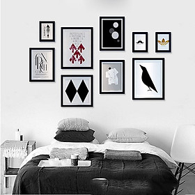 Bộ 9 Khung ảnh Treo Tường Phòng Khách chung cư KA905. Miễn phí phụ kiện.